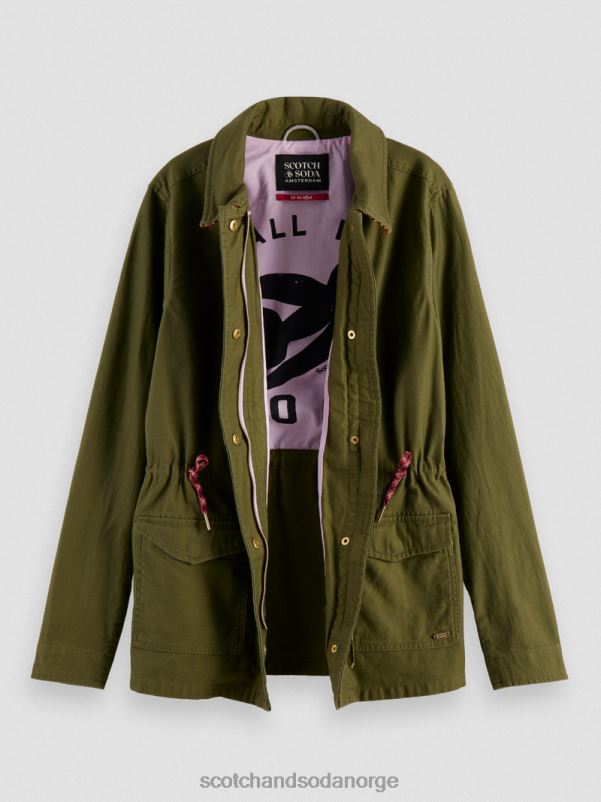 kvinner arbeidsjakke i økologisk bomull militærgrønn N40XD139 klær Scotch & Soda