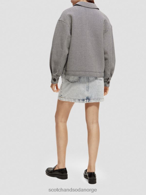 kvinner boucle vevd jakke marinen N40XD136 klær Scotch & Soda