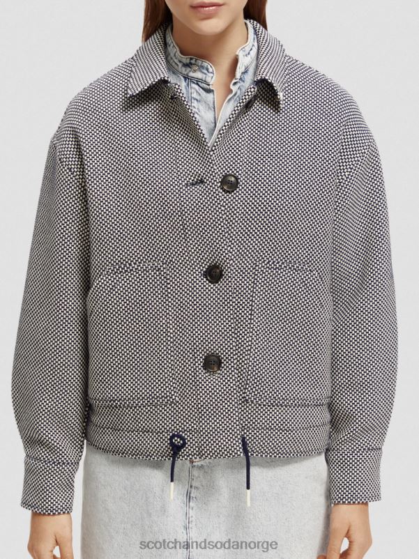 kvinner boucle vevd jakke marinen N40XD136 klær Scotch & Soda