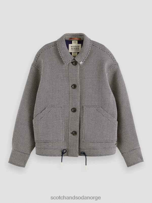 kvinner boucle vevd jakke marinen N40XD136 klær Scotch & Soda