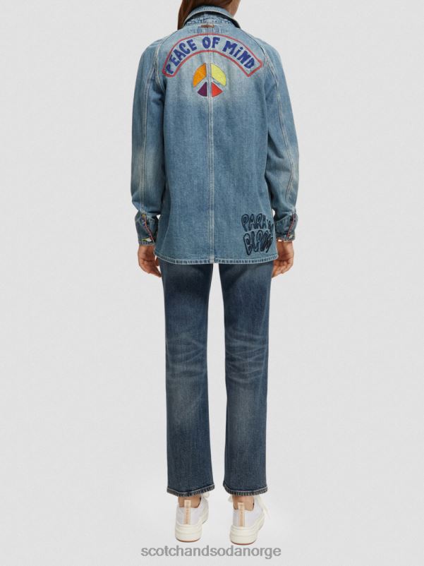 kvinner brodert denimjakke håndverksangrep N40XD145 klær Scotch & Soda