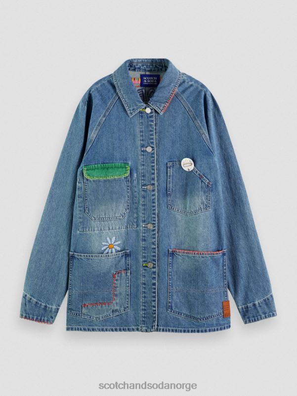 kvinner brodert denimjakke håndverksangrep N40XD145 klær Scotch & Soda