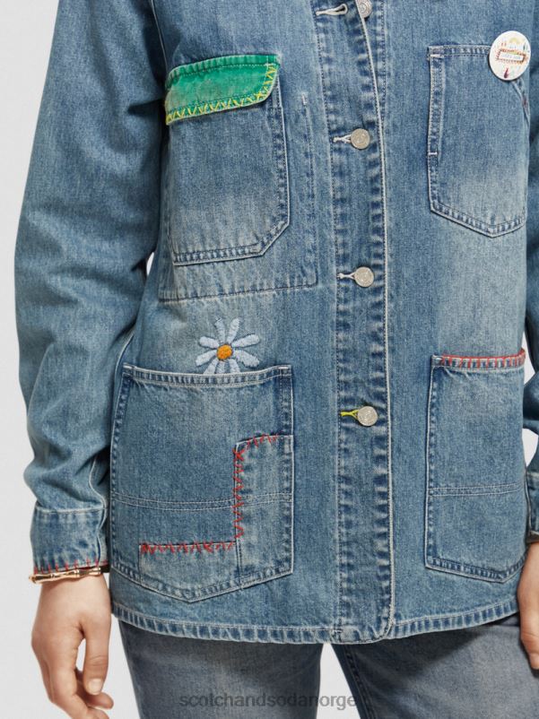 kvinner brodert denimjakke håndverksangrep N40XD145 klær Scotch & Soda
