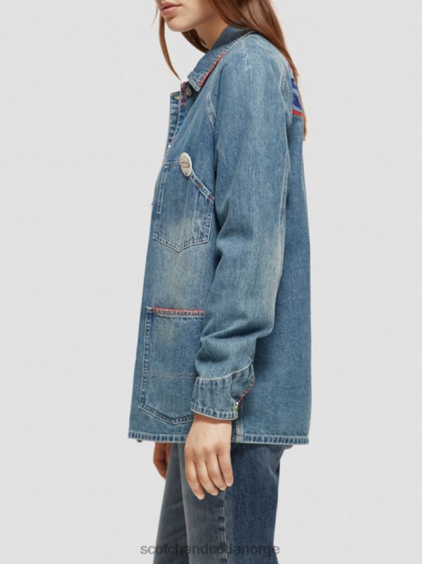 kvinner brodert denimjakke håndverksangrep N40XD145 klær Scotch & Soda