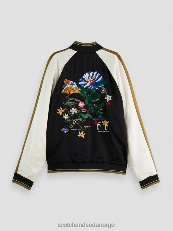 kvinner brodert raglan bomberjakke svart N40XD130 klær Scotch & Soda