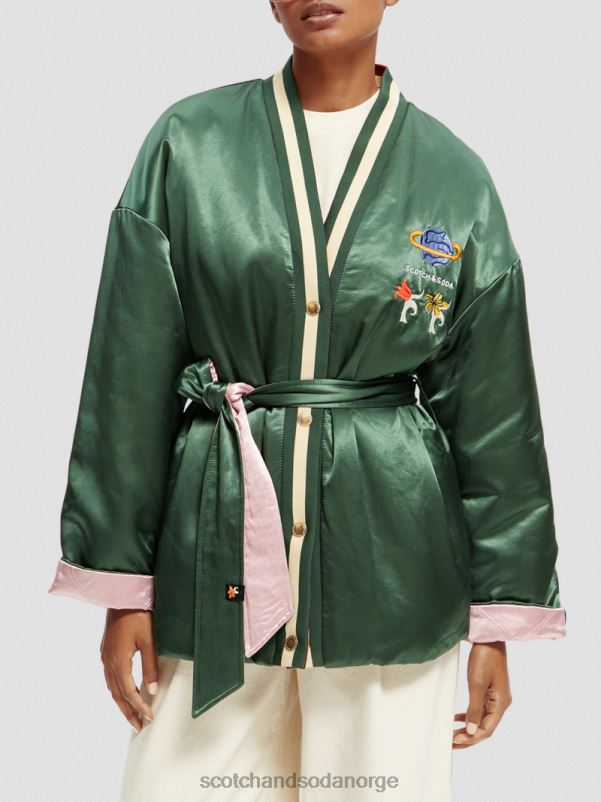 kvinner brodert vendbar bomberjakke i kimonostil militær N40XD132 klær Scotch & Soda