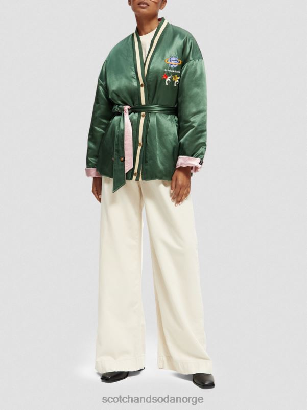 kvinner brodert vendbar bomberjakke i kimonostil militær N40XD132 klær Scotch & Soda