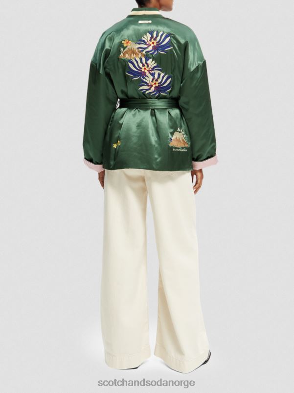 kvinner brodert vendbar bomberjakke i kimonostil militær N40XD132 klær Scotch & Soda