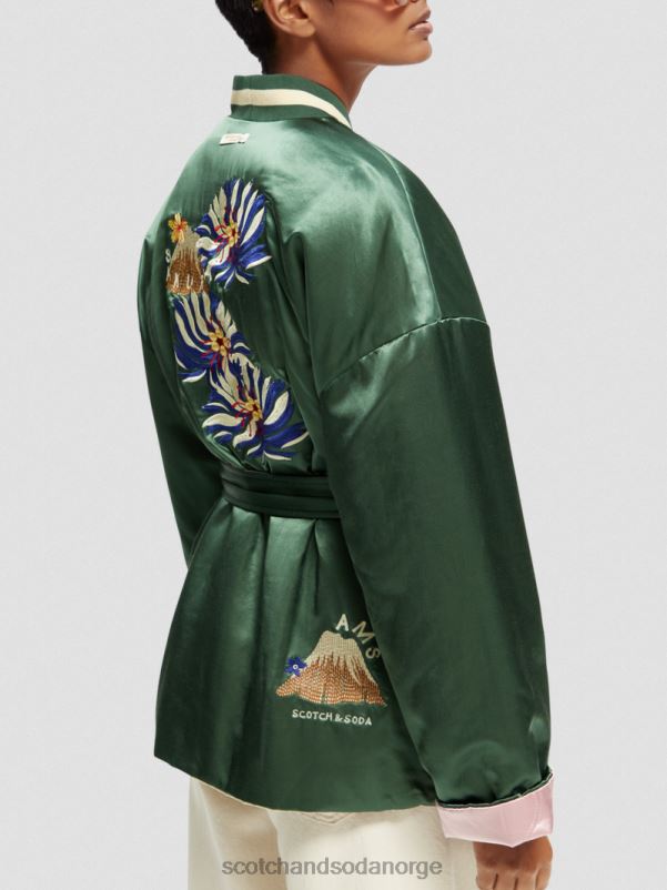 kvinner brodert vendbar bomberjakke i kimonostil militær N40XD132 klær Scotch & Soda