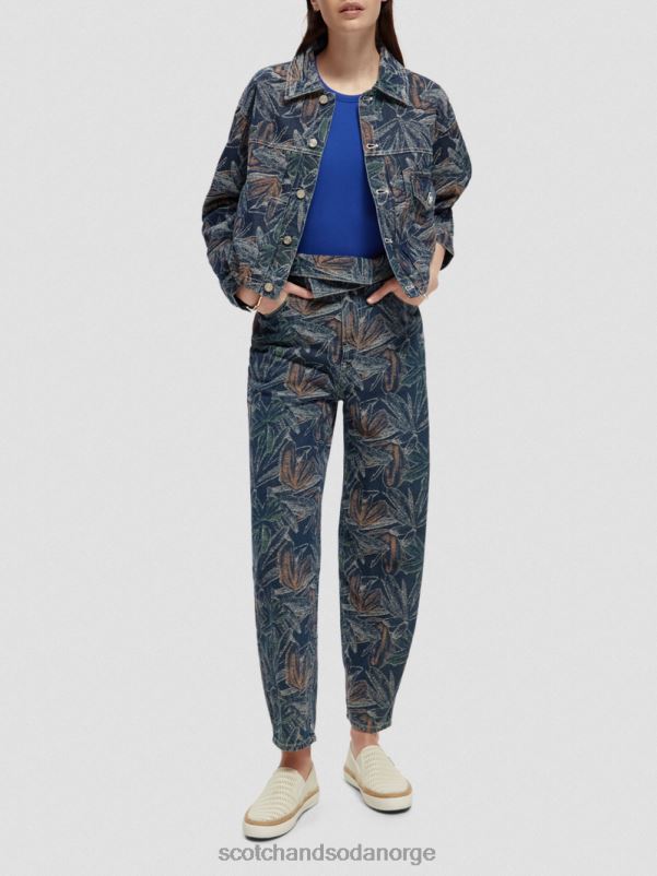 kvinner floral jacquard dongerijakke vasket indigo N40XD146 klær Scotch & Soda