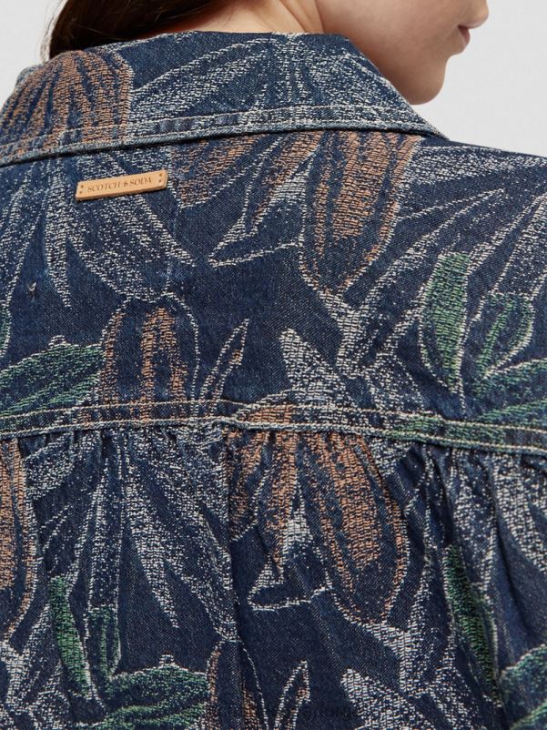 kvinner floral jacquard dongerijakke vasket indigo N40XD146 klær Scotch & Soda