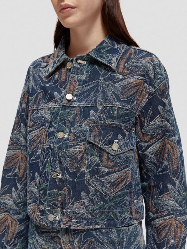 kvinner floral jacquard dongerijakke vasket indigo N40XD146 klær Scotch & Soda