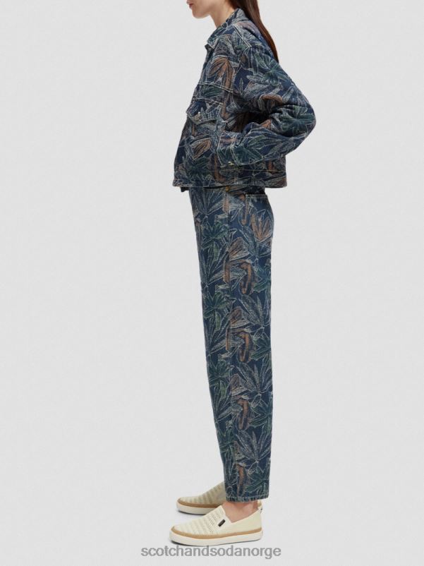 kvinner floral jacquard dongerijakke vasket indigo N40XD146 klær Scotch & Soda