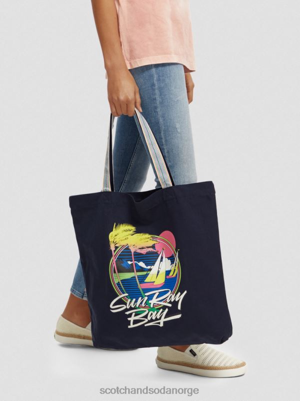 kvinner veske i lerret til kunstverk marinen N40XD269 tilbehør Scotch & Soda