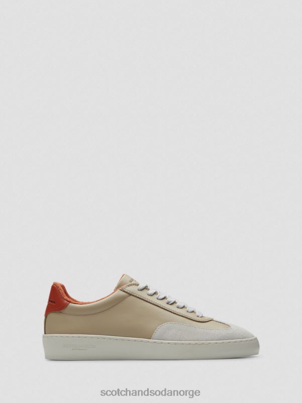 menn plakka sneaker i skinn og semsket skinn sand multi N40XD697 fottøy Scotch & Soda