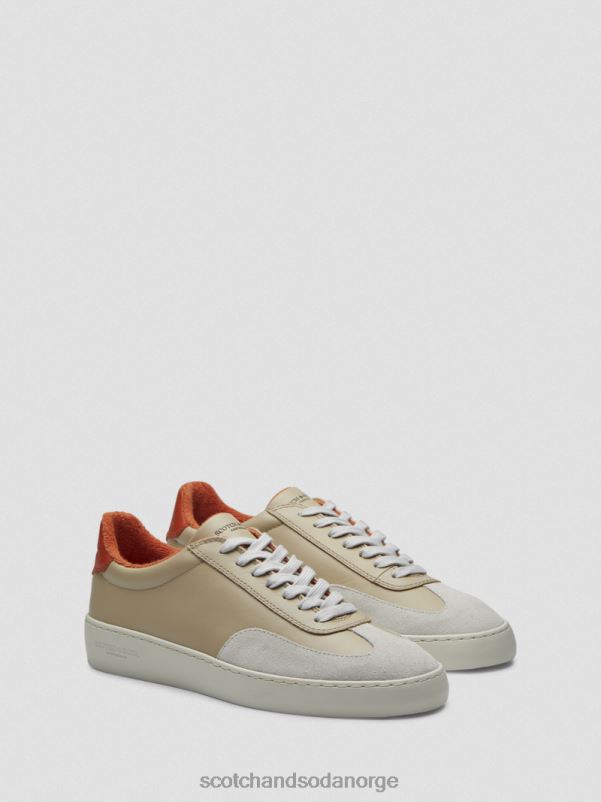 menn plakka sneaker i skinn og semsket skinn sand multi N40XD697 fottøy Scotch & Soda