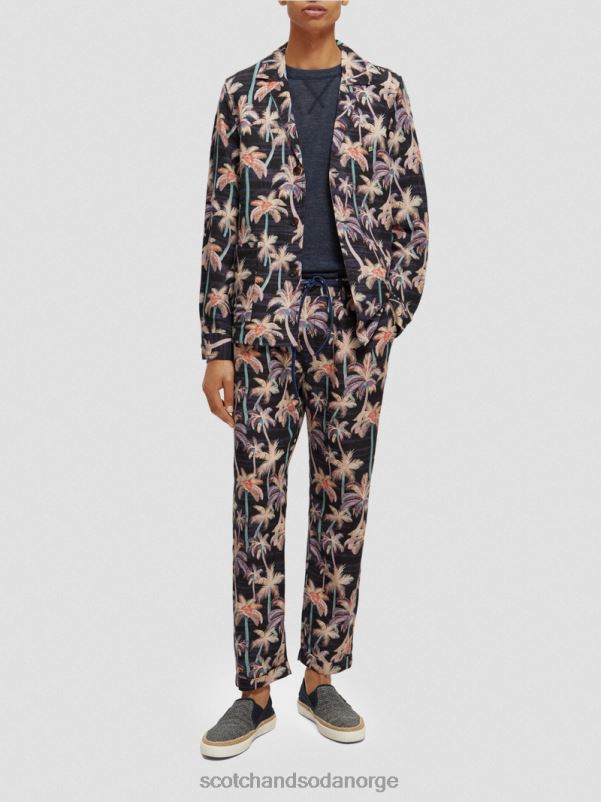 menn den plisserte chinoen med twilt-trykk svart aop palmetre N40XD500 klær Scotch & Soda