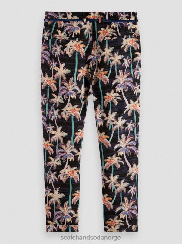 menn den plisserte chinoen med twilt-trykk svart aop palmetre N40XD500 klær Scotch & Soda