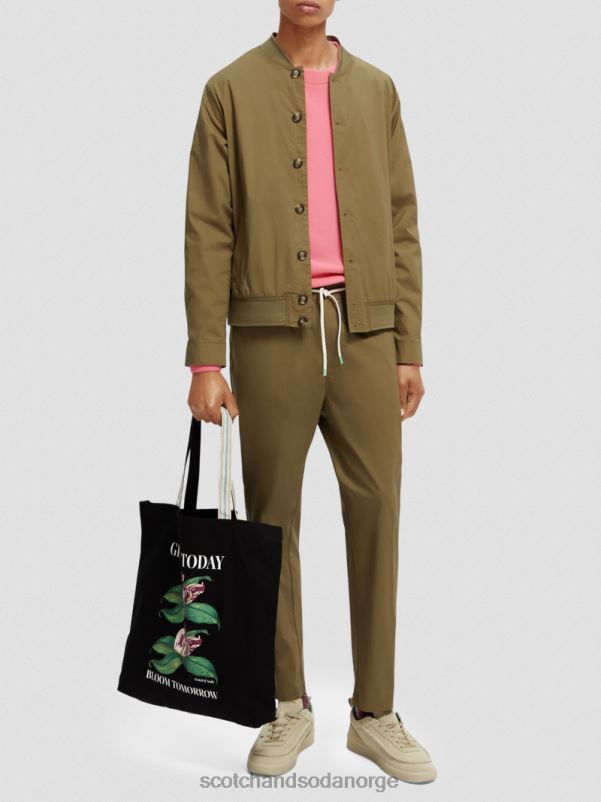 menn favorittjoggeren i poplin med konisk passform kaki N40XD485 klær Scotch & Soda