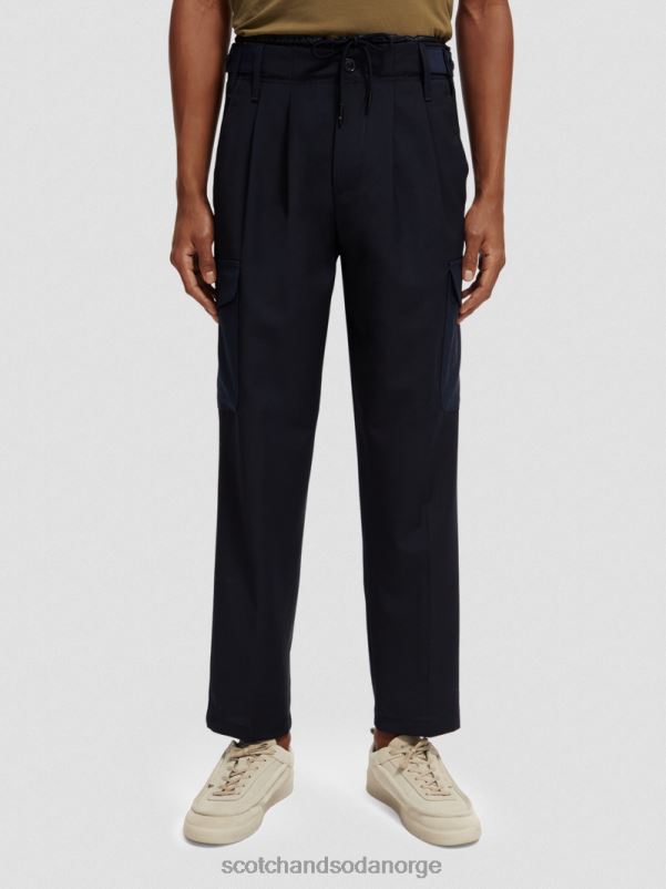 menn løs, konisk passform ullblandet cargo chino natt N40XD487 klær Scotch & Soda