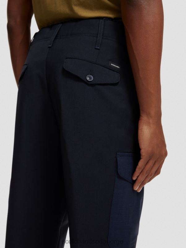 menn løs, konisk passform ullblandet cargo chino natt N40XD487 klær Scotch & Soda