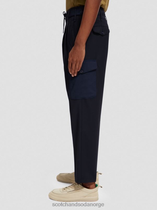 menn løs, konisk passform ullblandet cargo chino natt N40XD487 klær Scotch & Soda