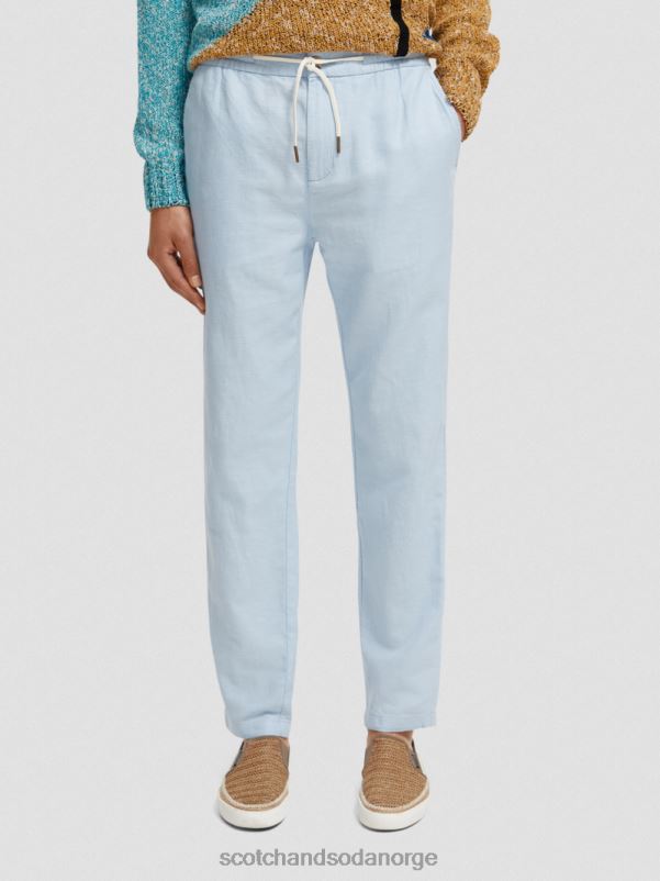 menn warren jogger i linblanding med rett ben himmel N40XD481 klær Scotch & Soda