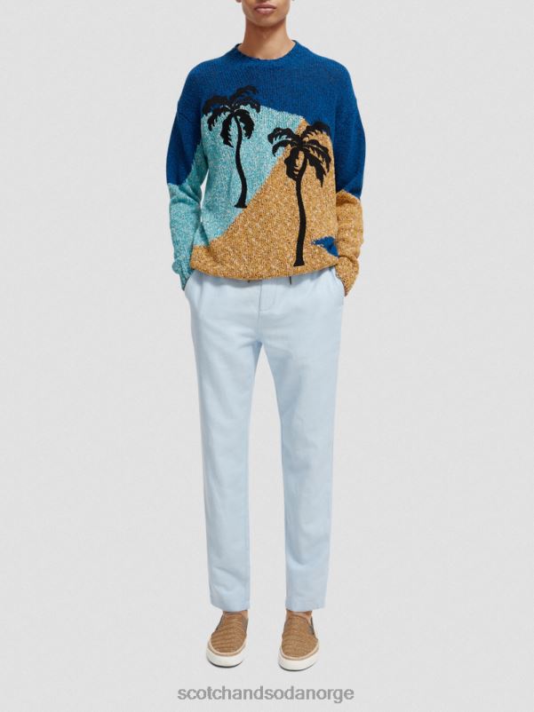 menn warren jogger i linblanding med rett ben himmel N40XD481 klær Scotch & Soda