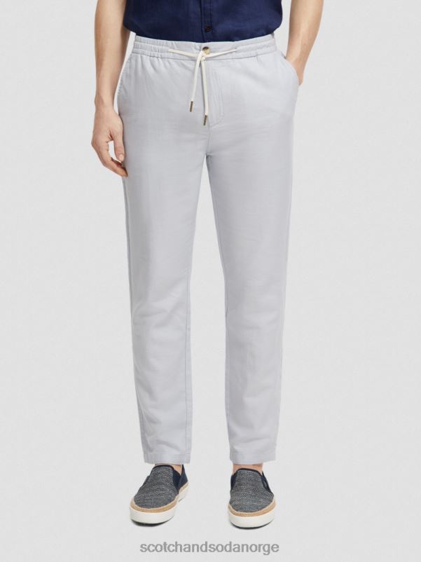 menn warren jogger i linblanding med rett ben lysegrå N40XD477 klær Scotch & Soda