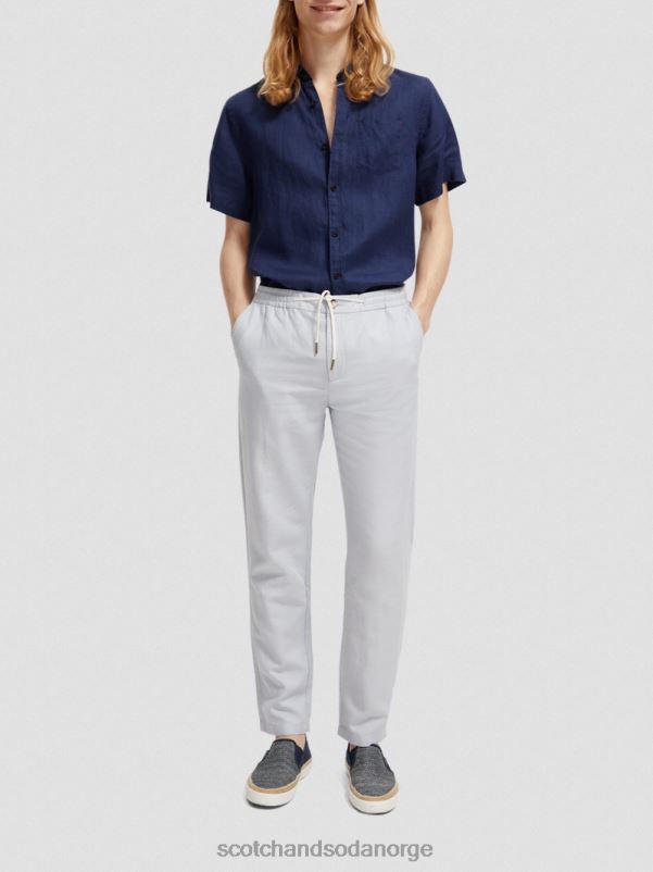menn warren jogger i linblanding med rett ben lysegrå N40XD477 klær Scotch & Soda