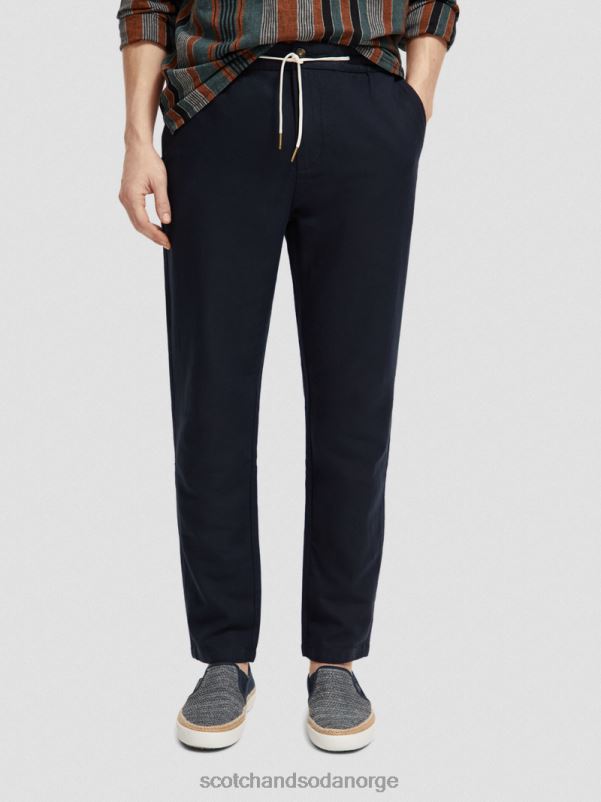 menn warren jogger i linblanding med rett ben marine N40XD478 klær Scotch & Soda