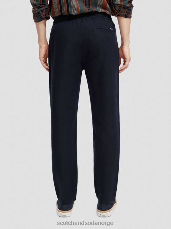 menn warren jogger i linblanding med rett ben marine N40XD478 klær Scotch & Soda