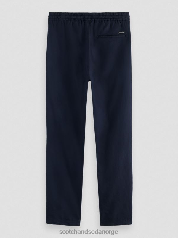menn warren jogger i linblanding med rett ben marine N40XD478 klær Scotch & Soda