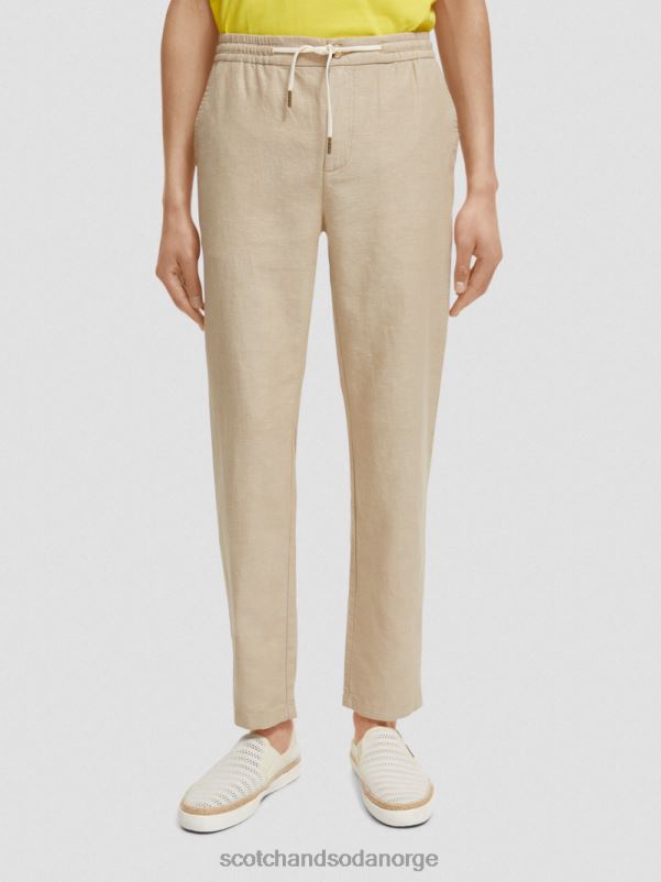 menn warren jogger i linblanding med rett ben sand N40XD473 klær Scotch & Soda