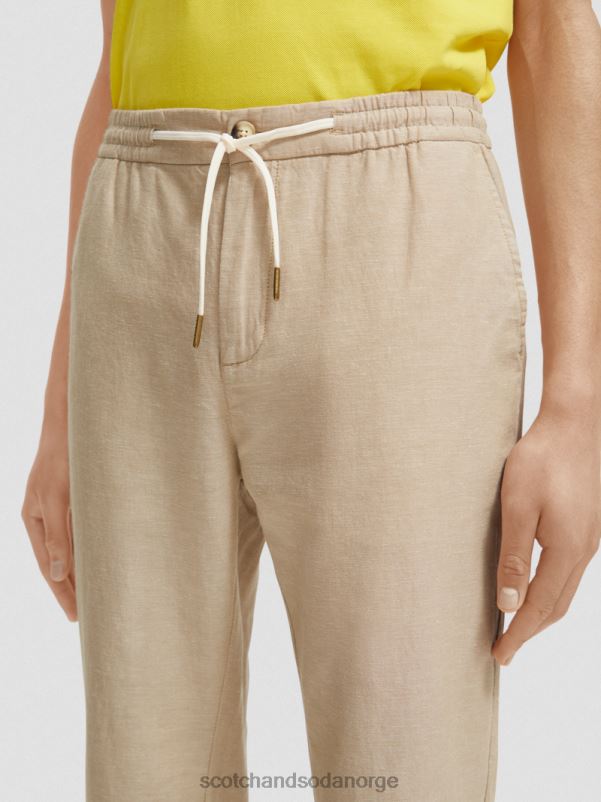 menn warren jogger i linblanding med rett ben sand N40XD473 klær Scotch & Soda