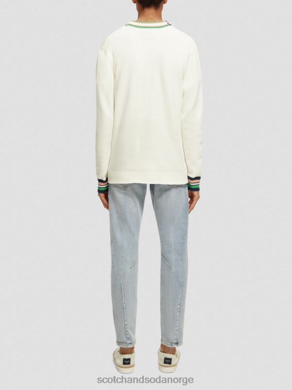 menn brodert cardigan med v-hals denim hvit N40XD635 klær Scotch & Soda