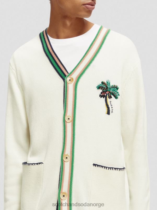 menn brodert cardigan med v-hals denim hvit N40XD635 klær Scotch & Soda