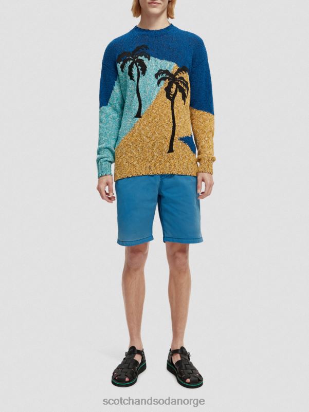 menn colour-block artwork genser med rund hals flere palmer N40XD655 klær Scotch & Soda
