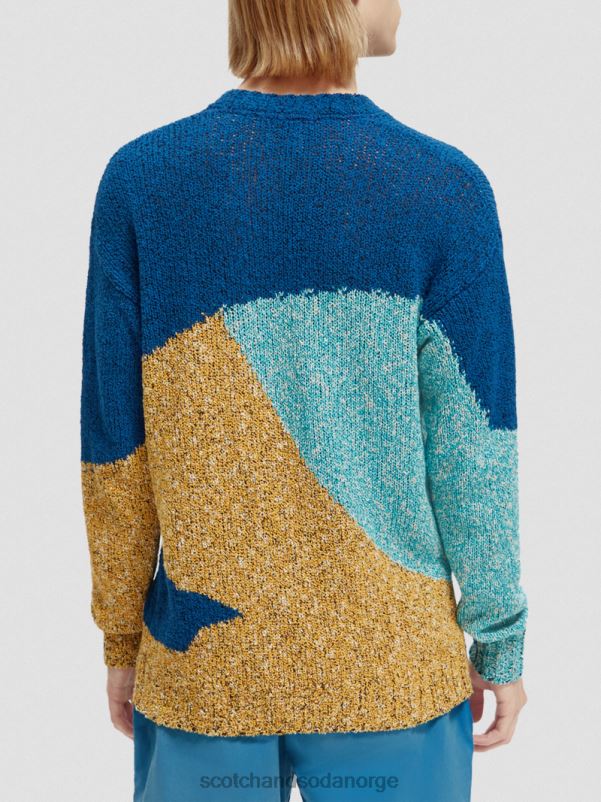 menn colour-block artwork genser med rund hals flere palmer N40XD655 klær Scotch & Soda