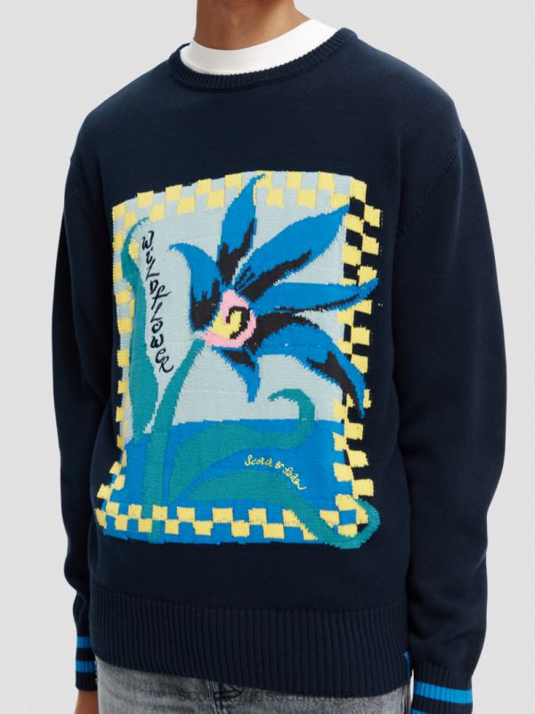menn intarsia kunstverk økologisk genser kombo a N40XD641 klær Scotch & Soda