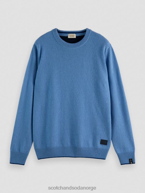 menn kontraststrimmet kashmirgenser med rund hals himmel melange N40XD638 klær Scotch & Soda