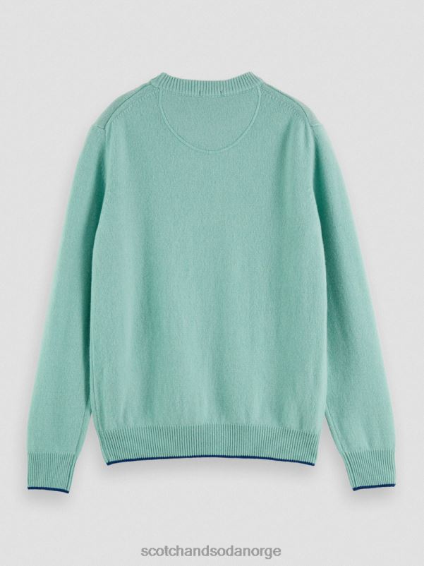 menn kontraststrimmet kashmirgenser med rund hals pistasj melange N40XD637 klær Scotch & Soda