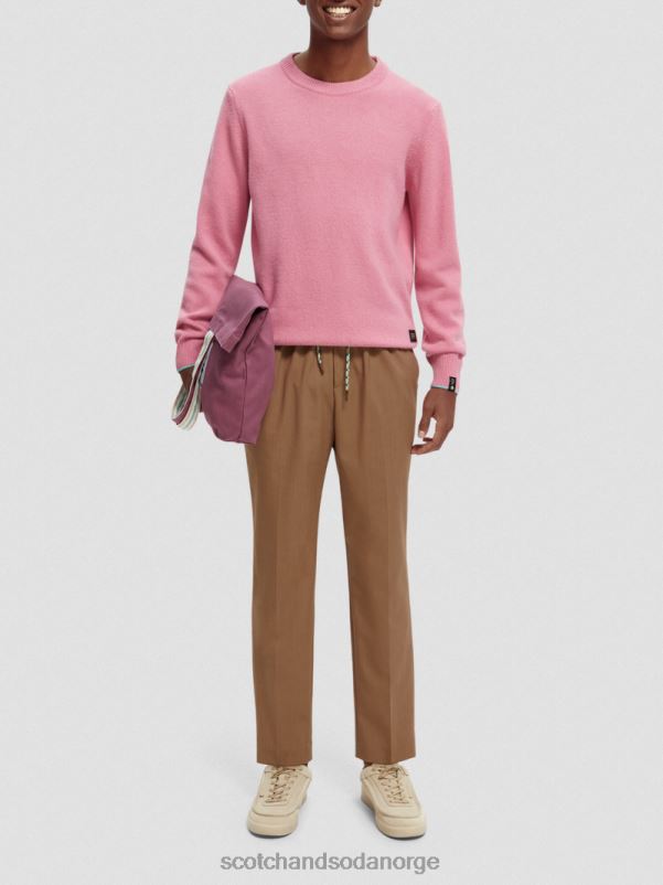 menn kontraststrimmet kashmirgenser med rund hals rosa melange N40XD639 klær Scotch & Soda