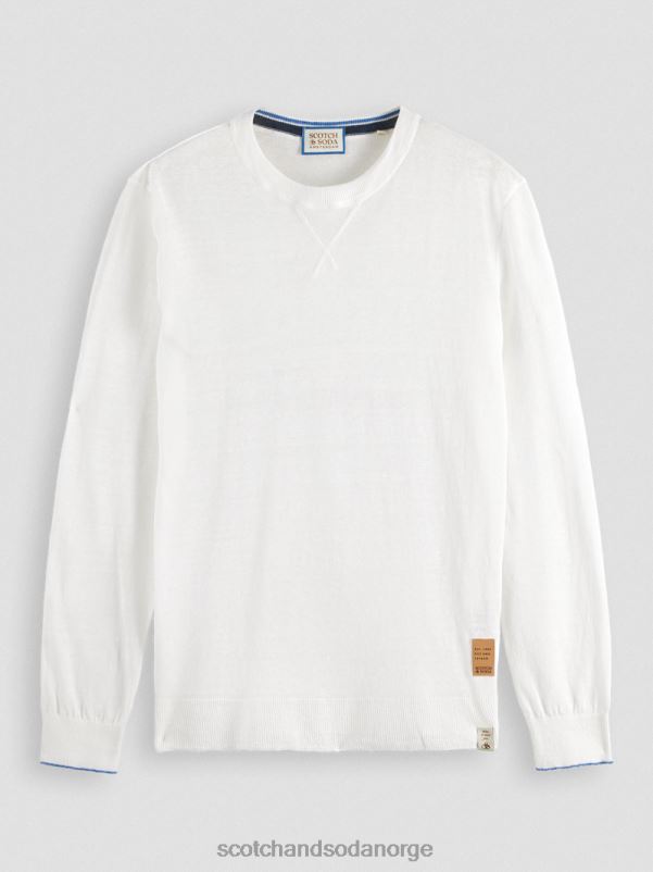 menn lin-blandet genser med rund hals hvit N40XD652 klær Scotch & Soda
