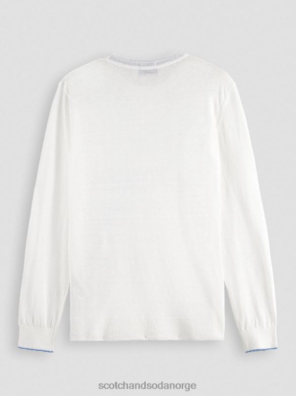 menn lin-blandet genser med rund hals hvit N40XD652 klær Scotch & Soda