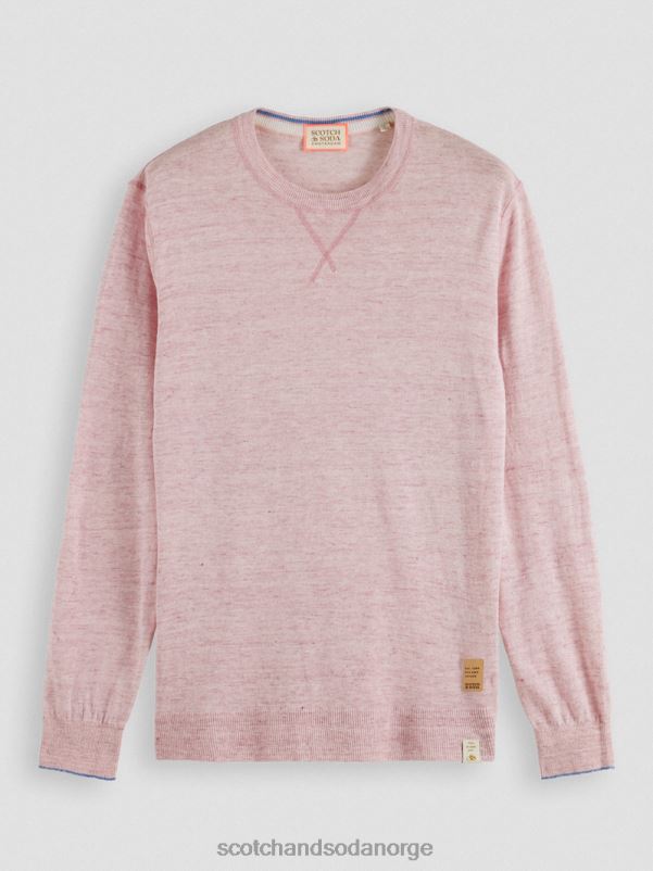 menn lin-blandet genser med rund hals steinrosa melange N40XD650 klær Scotch & Soda