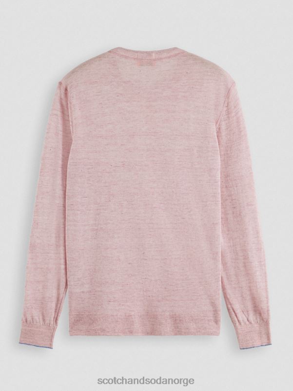 menn lin-blandet genser med rund hals steinrosa melange N40XD650 klær Scotch & Soda