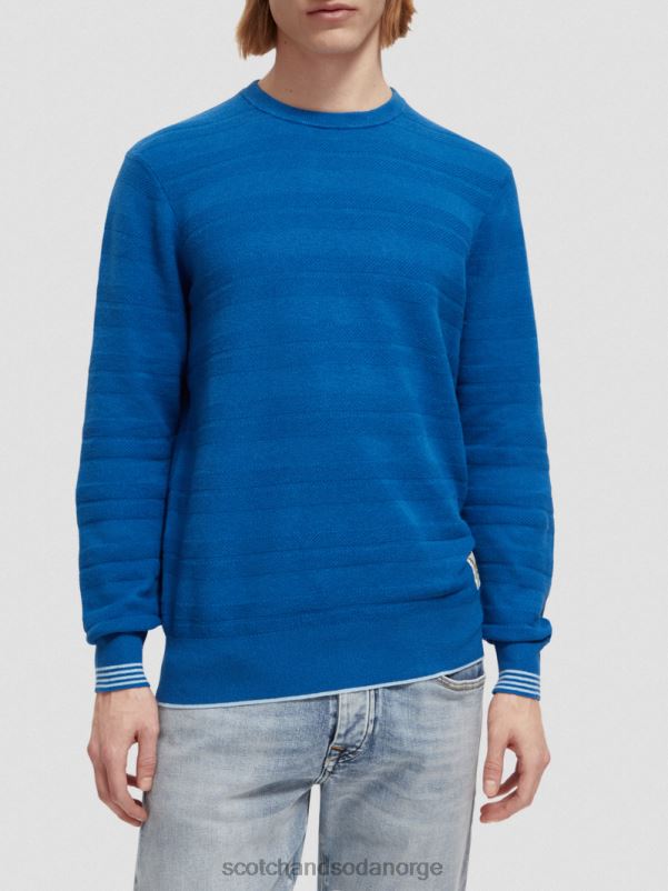 menn lin-blandet sweatshirt med rund hals elveblå N40XD658 klær Scotch & Soda