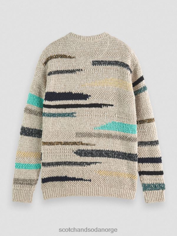 menn melange jacquardstripet genser med rund hals kombo a N40XD630 klær Scotch & Soda
