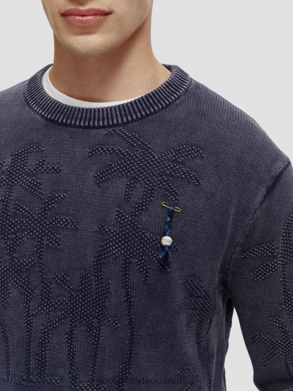 menn plaggfarget jacquardvevd genser kombo a N40XD636 klær Scotch & Soda